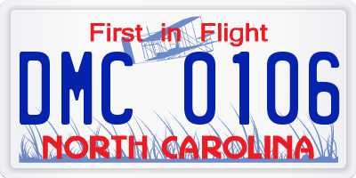 NC license plate DMC0106