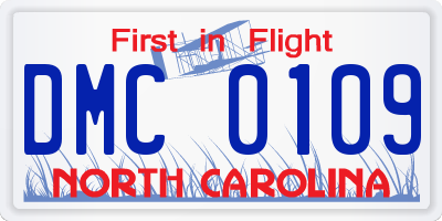 NC license plate DMC0109