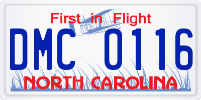 NC license plate DMC0116
