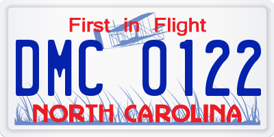 NC license plate DMC0122