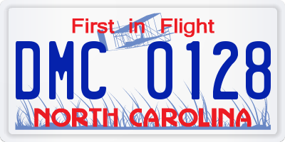 NC license plate DMC0128
