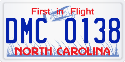 NC license plate DMC0138