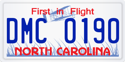 NC license plate DMC0190