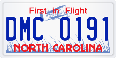 NC license plate DMC0191