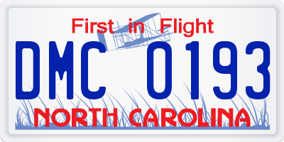 NC license plate DMC0193