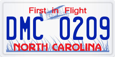 NC license plate DMC0209