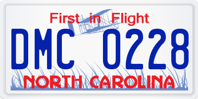 NC license plate DMC0228