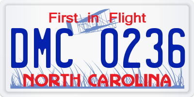 NC license plate DMC0236