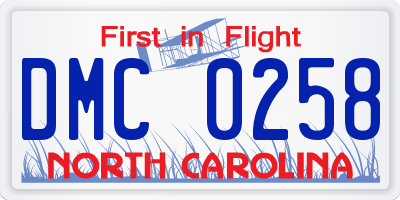 NC license plate DMC0258