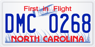 NC license plate DMC0268