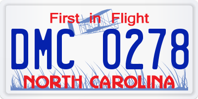 NC license plate DMC0278