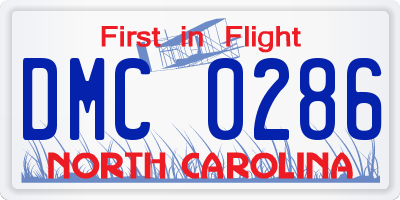 NC license plate DMC0286