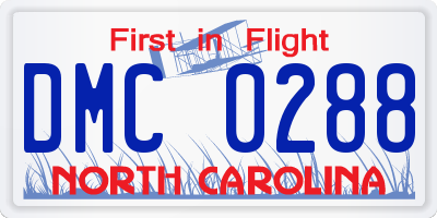 NC license plate DMC0288