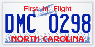 NC license plate DMC0298