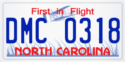 NC license plate DMC0318