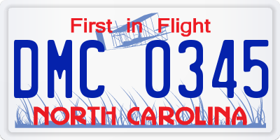 NC license plate DMC0345