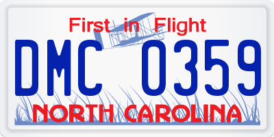 NC license plate DMC0359