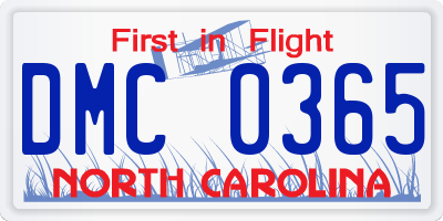NC license plate DMC0365