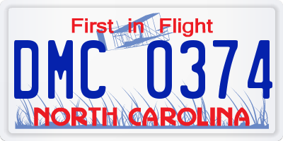NC license plate DMC0374