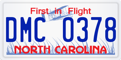 NC license plate DMC0378