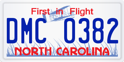 NC license plate DMC0382