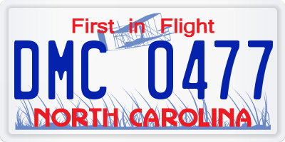 NC license plate DMC0477