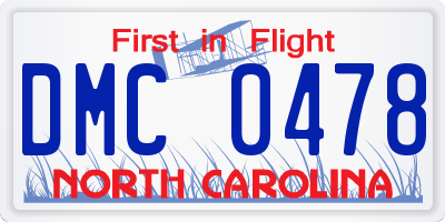 NC license plate DMC0478