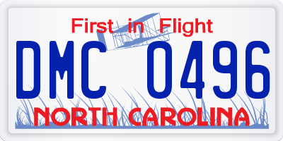 NC license plate DMC0496
