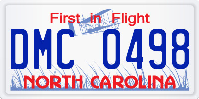 NC license plate DMC0498