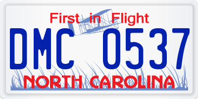NC license plate DMC0537