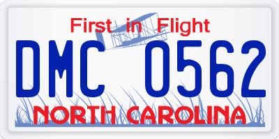 NC license plate DMC0562
