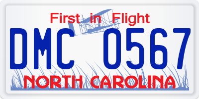 NC license plate DMC0567
