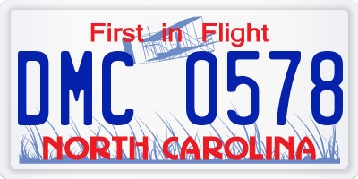 NC license plate DMC0578
