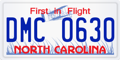NC license plate DMC0630
