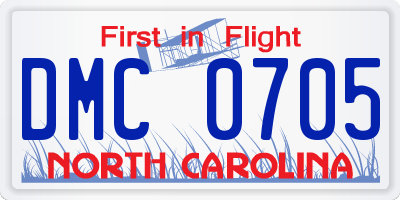 NC license plate DMC0705