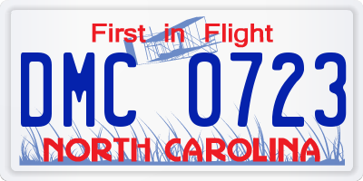 NC license plate DMC0723