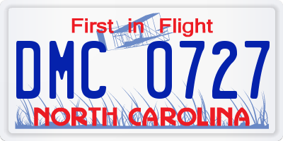 NC license plate DMC0727