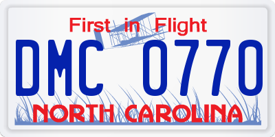 NC license plate DMC0770