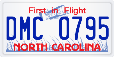 NC license plate DMC0795