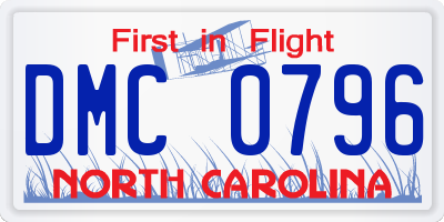 NC license plate DMC0796