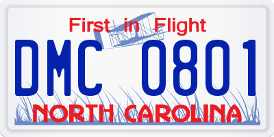 NC license plate DMC0801
