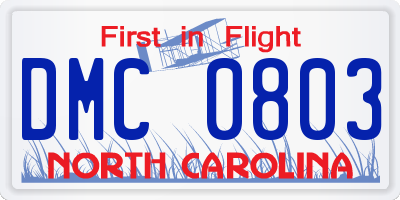 NC license plate DMC0803
