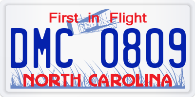 NC license plate DMC0809