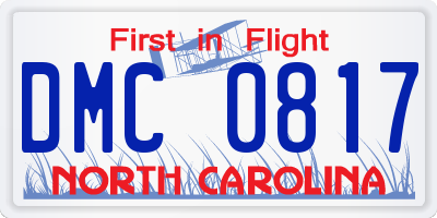 NC license plate DMC0817