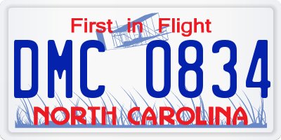 NC license plate DMC0834