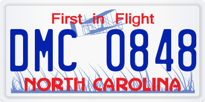 NC license plate DMC0848