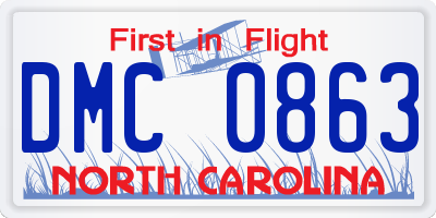 NC license plate DMC0863