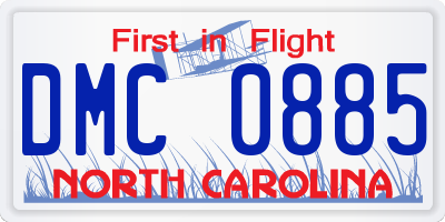 NC license plate DMC0885