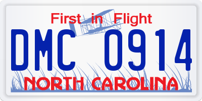 NC license plate DMC0914