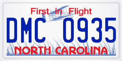 NC license plate DMC0935